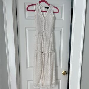 White House Black Market White Buttoned Halter Sundress